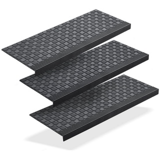 Stufenmatte 3x Gummi 65x25cm Treppenstufen Außen Antirutschmatten Made in EU, BigDean schwarz