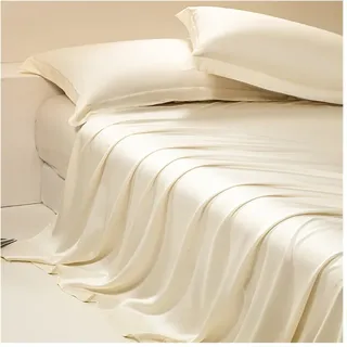 100% Eukalyptus Tencel/Lyocell Satin Bettlaken ohne Gummizug Betttuch Haustuch Laken ohne Gummi Seidig Glatte Kühlblätter für alle Jahreszeiten (Color : Yellow, Size : 245x250cm)