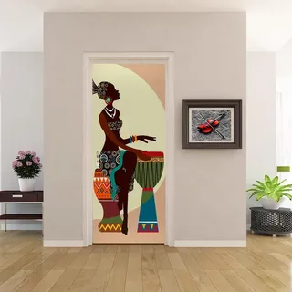 Türtapete Selbstklebend 85 x 200 cm Afrika Türaufkleber Musik Türposter PVC Wandaufkleber Wasserdichte Fototapete Türfolie Poster Tapete Türbild Für Türwand Dekoration D318