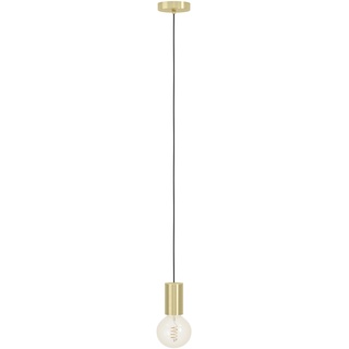 EGLO Pendellampe Pozueta 1, Pendelleuchte über Esstisch, E27 Fassung mit Kabel, Hängeleuchte aus Metall in Messing, Schnurpendel Hängelampe, Ø 6,5 cm