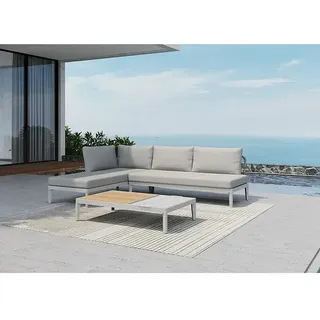 Sunfun Loungemöbel-Set Solo Rope Tabletttisch  (3 -tlg., Aluminium/Polyrattan/Olefin, Light-Greige)
