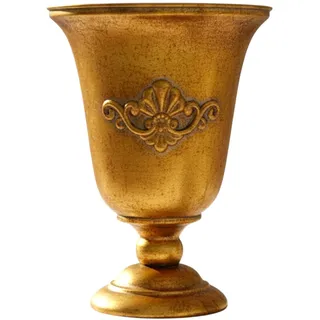 Pokal Amphore Dekovase Gold – Antik Vintage Metall Zier Vase 30 cm (LN52-9) Retro Design Blumenvase als Deko für Wohnzimmer Tisch & Regal