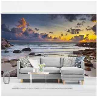 Bilderdepot24 Fototapete Vliestapete Blau Strand Motiv, Glatt, Matt, 3D-Effekt geruchsfrei Bildtapete Wohnzimmer Schlafzimmer blau 240 m x 240 m