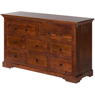 MASSIVMOEBEL24.DE Kommode Akazie 145 x 85 x 49 cm Dunkelbraun