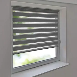 Sonnenschutz-HH - Doppelrollo Klemmfix ohne Bohren Vario Seitenzug Duorollo AUSSENMAß Breite 125 x 130 cm Höhe - grau