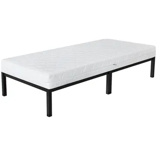 ML-Design Metallbett 90x200 cm auf Stahlrahmen mit Lattenrost, robustes Einzelbett - Jugendbett