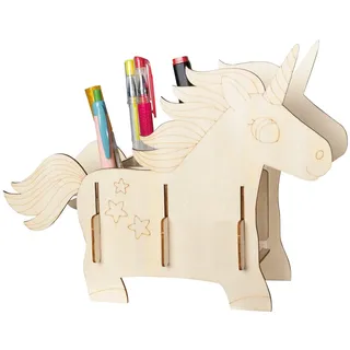 buttinette PEBARO 477/1 - Holzbausatz Stiftehalter Einhorn, 25 x 19 cm
