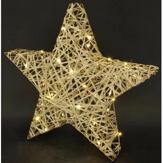 LED Deko Leuchte mit LED in Warmweiß Gold Leuchtstern aus Metall mit Timer Funktion batteriebetrieben 45 cm groß Winter- & Weihnachtsdeko Weihnachtsstern Beleuchtung Stern Sternlampe, Gold