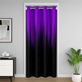 Homewish Schwarzer und Lila Verdunkelungs Vorhang 106x203cm Abstrakter Ombre Tür Vorhang Schwarz, Moderner Gradient Türvorhang