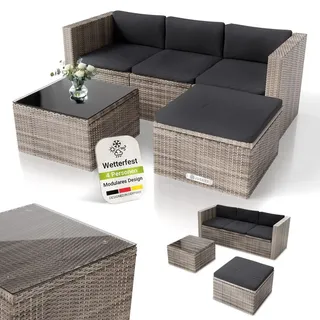 Juskys Punta Cana Polyrattan Lounge grau-meliert