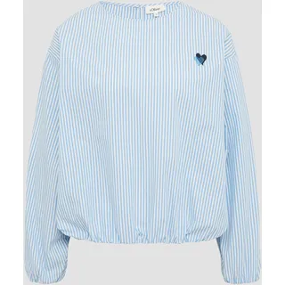 S.Oliver Oversized Baumwollbluse mit Herz-Stickerei blau 40