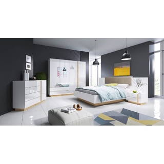 ROYAL24_MARKT Komplettschlafzimmer - Modernes / Trendige Designs und Akzente., (Komplett Set, 5-St., BASIC 1), Komplettes Schlafzimmer-Set - Modern und Gemütlich weiß