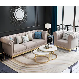 Luxus Metall Leder Chesterfield Sofa Couch Sitz Polster Garnitur Set 3+2+1 Neu