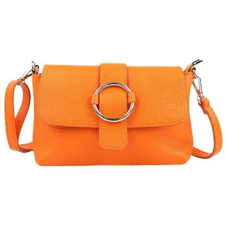 BRISE TASCHE Umhängetasche Damen Schultertasche aus Echtleder – Verstellbarer Schulterriemen, Klappe mit Magnetverschluss, zusätzlicher Reißverschluss orange
