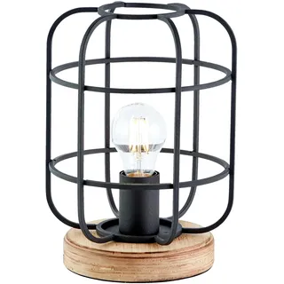Lightbox Vintage Tischlampe - Tischleuchte mit Gitter Schirm - Schalter - | Tischlampe, 27 cm Höhe, Ø 20 cm, E27, max. 40 W, Schalter, Metall/Holz