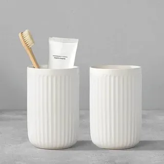 Weiß Streifen Zahnputzbecher Keramik Set, Zahnbürstenhalter für Elektrische Zahnbürste Zahnbürste und Zahnpasta, Kinder Toothbrush Holder, Zahnb