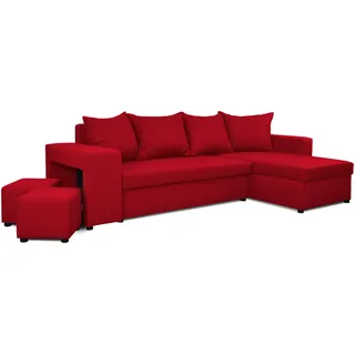 Generisch Möbel NAWSTOL - Ecksofa mit Schlaffunktion 205x130 cm - Eckcouch mit Bettkasten - Sofa Wohnlandschaft L Form (Linke oder RECHTE) (Rot, Ecksofa Rechts)