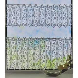 Scheibengardine STICKEREIEN PLAUEN "Rom" Gardinen Gr. 47 cm, Stangendurchzug, 170 cm, weiß Scheibengardinen halbtransparent