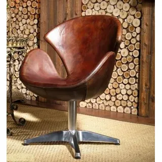 Phoenixarts Vintage Echtleder Sessel Retro Ledersessel Braun Drehsessel Loft Ohrensessel Sessel Drehbar Lounge Clubsessel Möbel 435