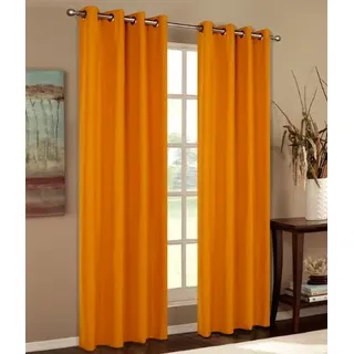 Vorhang Blickdicht Schal, 2 Stück 245x140 (HxB) Matte unifarbene Gardine mit Ösen, Orange Material aus Microsatin Micofaser-Gewebe., 204050