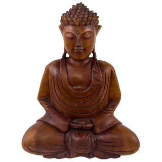 WORU Buddhafigur Buddha Figur meditierend aus Soar Holz handgeschnitzt Bali Deko 30 cm