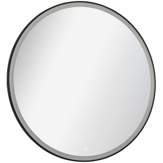 Badspiegel FACKELMANN "New York Rund" Spiegel Gr. B/H/T: 80 cm x 80 cm x 3 cm Ø 80 cm, schwarz Badspiegel mit Sensor, 230 V,LED