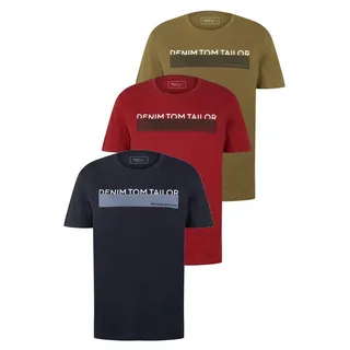 TOM TAILOR Denim T-Shirt (Packung, 3-tlg) in verschiedenen Farben blau S