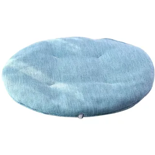 JLWM Sitzkissen Einfarbig Baumwolle Leinen-, Sitzauflage Dünn Stuhlkissen Mit Riemen Für Zuhause Küche Essensstuhl Schemel Runden-Blau-Durchmesser-32cm