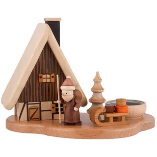 Zeidler Holzkunst Räucherhaus 16 x 21,5 x 12 cm natur Weihnachtsmann