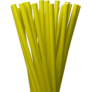 LAGETTO Jumbo Trinkhalme Papier XXL: 8 x 250 mm - 6 Farben 3 Packungsgrößen - Cocktail Strohhalme Papierstrohhalme Papiertrinkhalme (Gelb, 100 Stück)