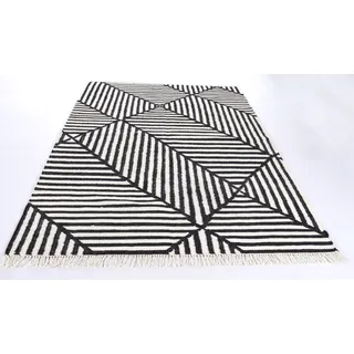 Tom Tailor Webteppich Criss Cross 65 x 135 cm Mischgewebe Schwarz, Weiß Schwarz /