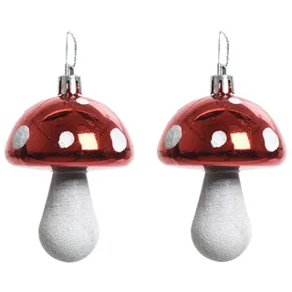 Christmas Decorations 2 Christbaumschmuck 7.5cm Fliegenpilze Weihnachtskugeln Weihnachtsbaumschmuck