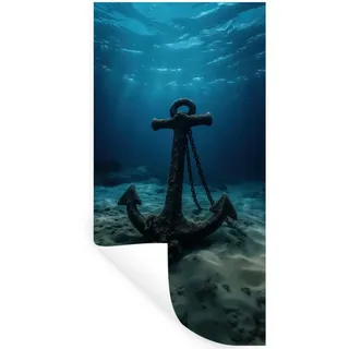 MuchoWow Wandsticker Anker - Eisen - Meeresboden - Sand (1 St), Wandaufkleber, Repositionierbar, Selbstklebend, 60x120 cm 60 cm x 120 cm x 0.1 cm