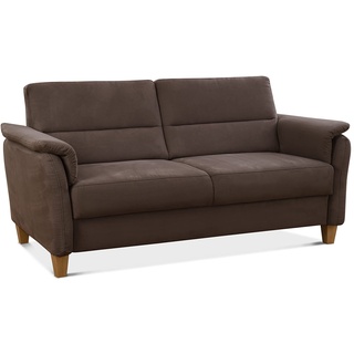 CAVADORE 3er-Sofa Palera mit Federkern / Kompakte Dreisitzer-Couch im Landhaus-Stil / passender Sessel und Hocker optional / 179 x 89 x 89 / Mikrofaser, Braun