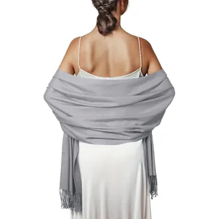 Schal Grau Stola Damen Festlich für Abendkleid Pashmina Schals Tücher Winter - L