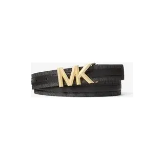 MK Gürtel aus Leder und Signature-Logostoff - Schwarz - Michael Kors - M
