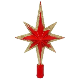BURI Christbaumspitze Weihnachts-Baumspitze Stern 19cm Tannenbaumspitze Christbaumspitze rot