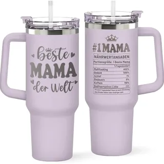 Anugsoe Muttertagsgeschenke für Mama – Beste Mama Geschenk zum Muttertag Geburtstag - Thermobecher 1,18L mit Strohhalm & Griff - Mutter Geschenk von Tochter und Sohn