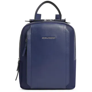 Piquadro Damen-Rucksack mit iPad-Fach Frau Leder und Stoff blau