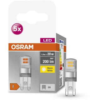 OSRAM Star PIN LED-Lampe für G9-Sockel, klares Glas ,Warmweiß (2700K), 200 Lumen, Ersatz für herkömmliche 20W-Leuchtmittel, nicht dimmbar, 5-er Pack