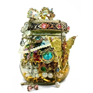Mystery Jewelry Jar Bundle, Vintage-Schmuckschatulle, Überraschungsbox für Frauen, Vintage-Hippie-Boho-Stil, Ringe, Halsketten, Armbänder, Ohrringe, Haarspangen-Set