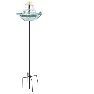 Solar-Vogeltränke mit Ständer, Wasserspiel für den Außenbereich, separates Solarpanel für einfache Sonnenposition, erhöhtes, freistehendes Becken für Garten, Terrasse, Blau