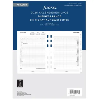 Filofax Kalender A5 Multi 1 Monat auf 2 Seiten tabbed 2026