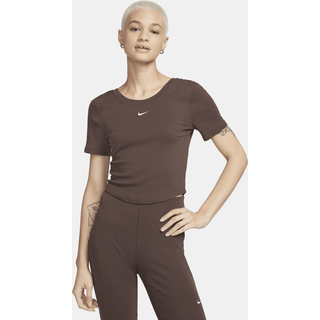 Nike Sportswear Chill Knit enges Kurzarm-Mini-Rippen-Oberteil mit Scoop-Rücken für Damen - Braun, L (EU 44-46)