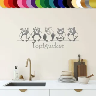 Sunnywall Wandtattoo Topfgucker Eulen Vögel Kochen Küche Essen Wandsticker Silbergrau Gr1