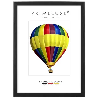 PrimeLuxe Holz Bilderrahmen 50 x 75 cm (Bildmaß) in Kiefer-Schwarz | Farbe und Größe wählbar | Rahmen für Poster | Puzzle | Foto collage | MADE IN GERMANY