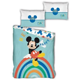 Disney Mickey Mouse Bettwäsche Disney Mickey Maus Regenbogen Bettwäsche Set (Bettbezug 140 x 200 cm