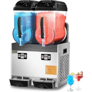 Vevor kommerzielle Slush-Maschine 12 L x 2 Doppeltank Slush-Eismaschine Slushy Machine für gefrorene Getränke, 96 Tassen Margarita-Smoothie-Maschine für Partys zu Hause Restaurants Cafés Bars
