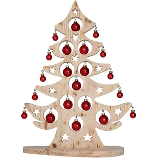 Salilio Weihnachtsbaum Holz groß – Tannenbaum Deko als Tischtannenbaum mit 21 Christbaumkugeln. Weihnachtsdeko Holz zum aufstellen. Weihnachtsbaum Alternative