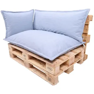 TexDeko Cord Palettenkissen 120x80x18 cm –Palettenpolster aus weichem Cordstoff, wasserabweisend UV-beständig, waschbarer Bezug (3-TLG Set Baby-... - Blau